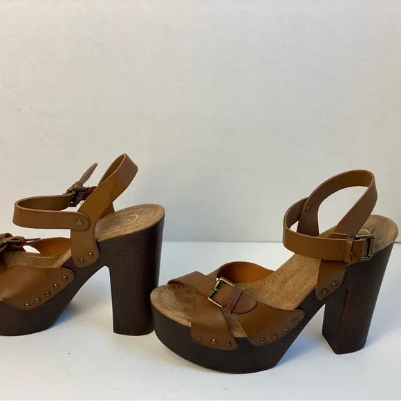 Candie's Brown Platform Shoes with Criss-Cross Straps Vintage - Picture 2 of 15